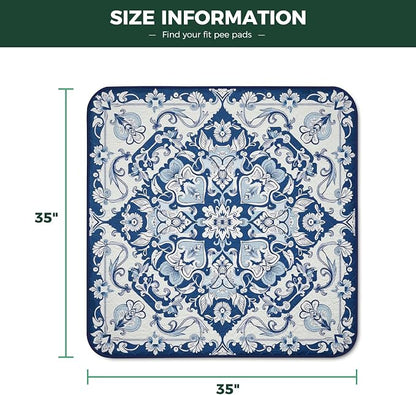 FXW Washable Pee Pads for Dogs, Puppy Pads with Super Absorbent, Specifically Designed for Potty Training, 35" Square, Mandala Blue, 2 Packs