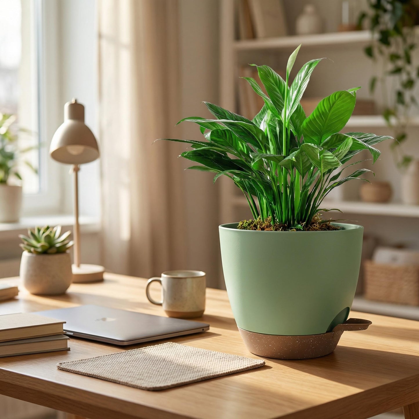 Hylitong Plant Pots 8/7.5/7/6.5/6 Inch Self Watering Pots,5 Pack Planters with Drainage Holes and Saucers,Plastic Flower Pots,Nursery Planters for Indoor Outdoor Plants (Green)