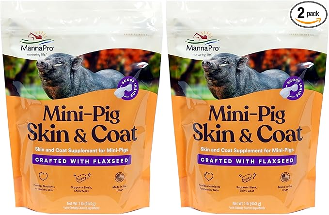 Manna Pro Mini-Pig Skin and Coat Supplement | Skin and Coat Supplement for Mini-Pigs | Provides Nutrients to Support Skin & Coat Health and Appearance | 1 lb (Pack of 2)