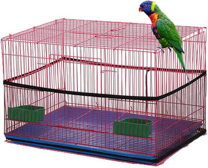 Bird Cage Seed Catcher, Airy Gauze Seeds Bird Cage Cover Guard Dust-Proof Universal Birdcage Accessories Parrot Bird Nylon Mesh Net Cover Stretchy Shell Skirt Traps Cage Basket (XL, Black)