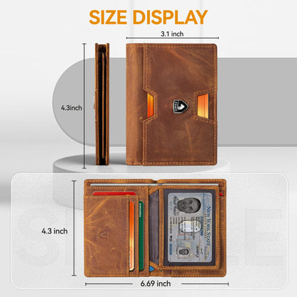 GSOIAX Wallet for Men, Slim Top Grain Leather Wallet with 13 Card Slots & 1 Bill Compartment - RFID Blocking Thin Minimalist Bifold, Front Pocket Credit Card Holder, Mens Birthday Gift (Brown)