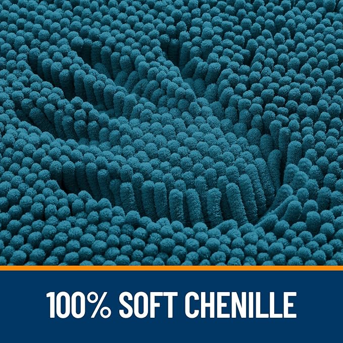 OLANLY Large Bathroom Rugs 40x24, Extra Soft Absorbent Chenille Bath Rugs, Rubber Backing Quick Dry, Machine Washable Bath Mats for Bathroom Floor, Tub and Shower, Home Decor Accessories, Peacock Blue