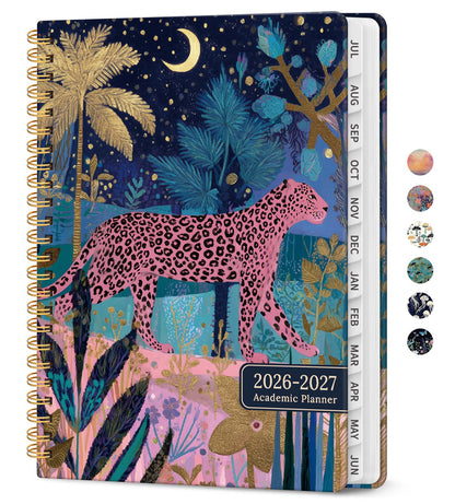 Planner 2026-2027, Academic Year Weekly and Monthly Calender Planner, from Jul 2026 - Jun 2027, Spiral Bound School Planning Book, Perfect for Teacher, Student, Women & Men, A5 (6.3" x 8.5"), Midnight Jungle
