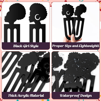 Laffact 18Pcs Black Girls Read Acrylic Plastic Marker Bookmarks for Reader