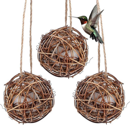 Totority Bird Nesting Material 3pcs, Pre-Filled Roosting Pocket with Soft Cotton, Ready-to-Hang Natural Shelter for Attracting Hummingbirds, Wild Birds to Garden, Yard, Outdoor Courtyard