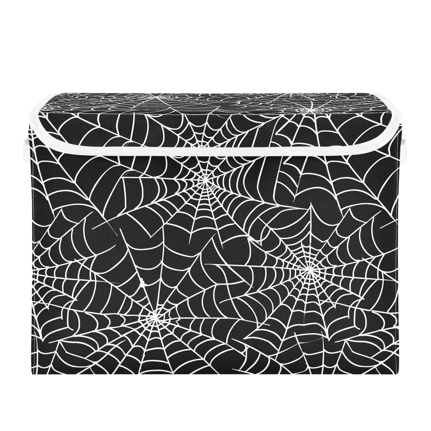 Bolaz Storage Bins with Lids and Handles,Halloween Gray Spider Web Storage Box Basket with Cover Collapsible Organizer Containers for Home Closet, Shelves