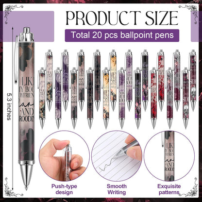 Affrolling 60 Pcs Dark Romance Bookmarks and Pens Merch Double Sided Romance Smutty Spicy Book Lover Gifts Romantasy Skeleton Page Marker Clip Gifts for Women Teachers Reading