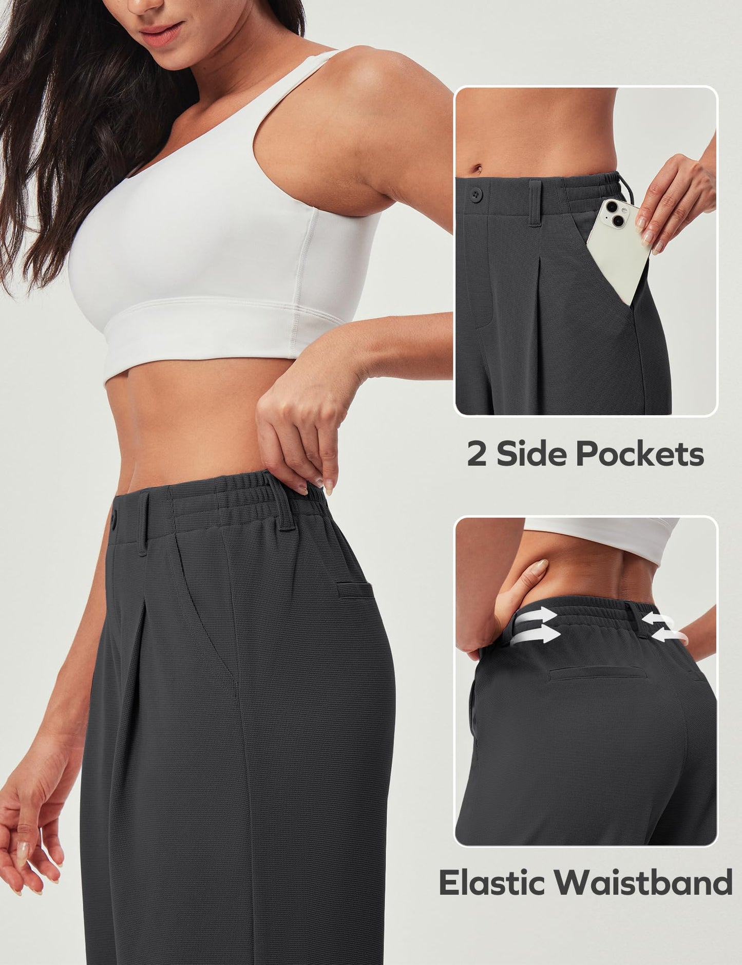 Ewedoos Wide Leg Pants Woman Stretchy Work Dress Pants Women Pull on Business Casual Slacks Trousers Fall Outfits 26"/28"