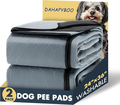 DAHAPYBOO Washable Pee Pads for Dogs 24x36,2Pack | Reusable Puppy Pads for Dogs Non-Slip Waterproof Pet Training Pads for Crate, Playpen, Bed, Sofa,Whelping Box, Potty Training