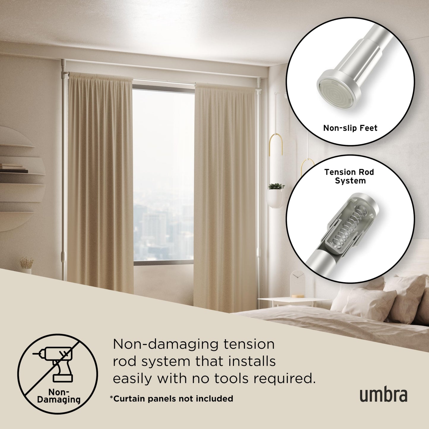 Umbra Anywhere Expandable Curtain Rod and Room Divider, Nickel