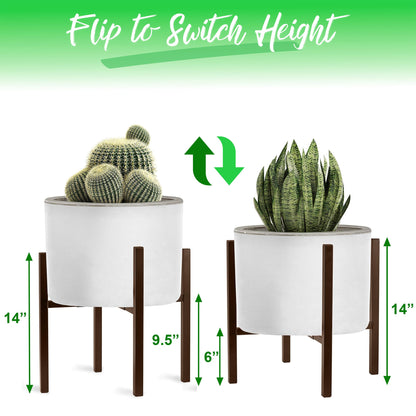 Sorbus Adjustable Metal Plant Stand – Mid Century Style Flower Pot Holder, 10 to 16 Inches Planter Stand for Modern Home Décor, Houseplants – Plant & Pot NOT INCLUDED (Brown, 1 Pack)