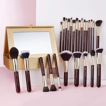 Jessup Brand 25pcs Professional Makeup Brush Set Beauty Cosmetic Foundation Powder Blusher Eyeshadow Blending Highlight Concealer Natural-Synthetic Hair Brushes Set (Pearl White/Silver)