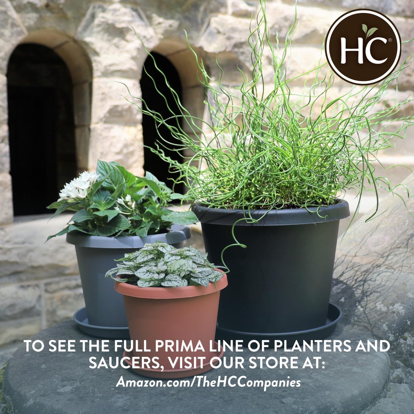 The HC Companies Prima Round Plastic Plant Pot w/Rolled Rim - Lightweight & UV Resistant Flower Pot for Herbs & More - Outdoor & Indoor Plant Pots w/Drainage (14 inch, Sandstone, Pack of 1)