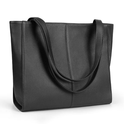 befen Black Genuine Leather Tote Bag for Women Work, Women's Leather Shoulder Bags Purses Satchel Handbags with Top Handles Work Purse