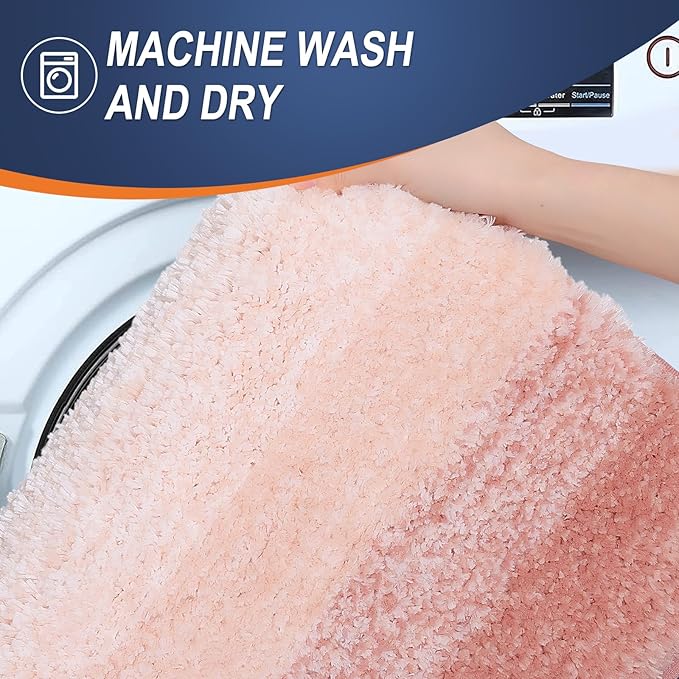 OLANLY Bathroom Runner Rugs Mat 44x24, Extra Soft Absorbent Microfiber Bath Rugs, Rubber Backing, Quick Dry, Washable Long Bath Mats for Bathroom Floor, Tub and Shower, Home Decor Accessories, Peach