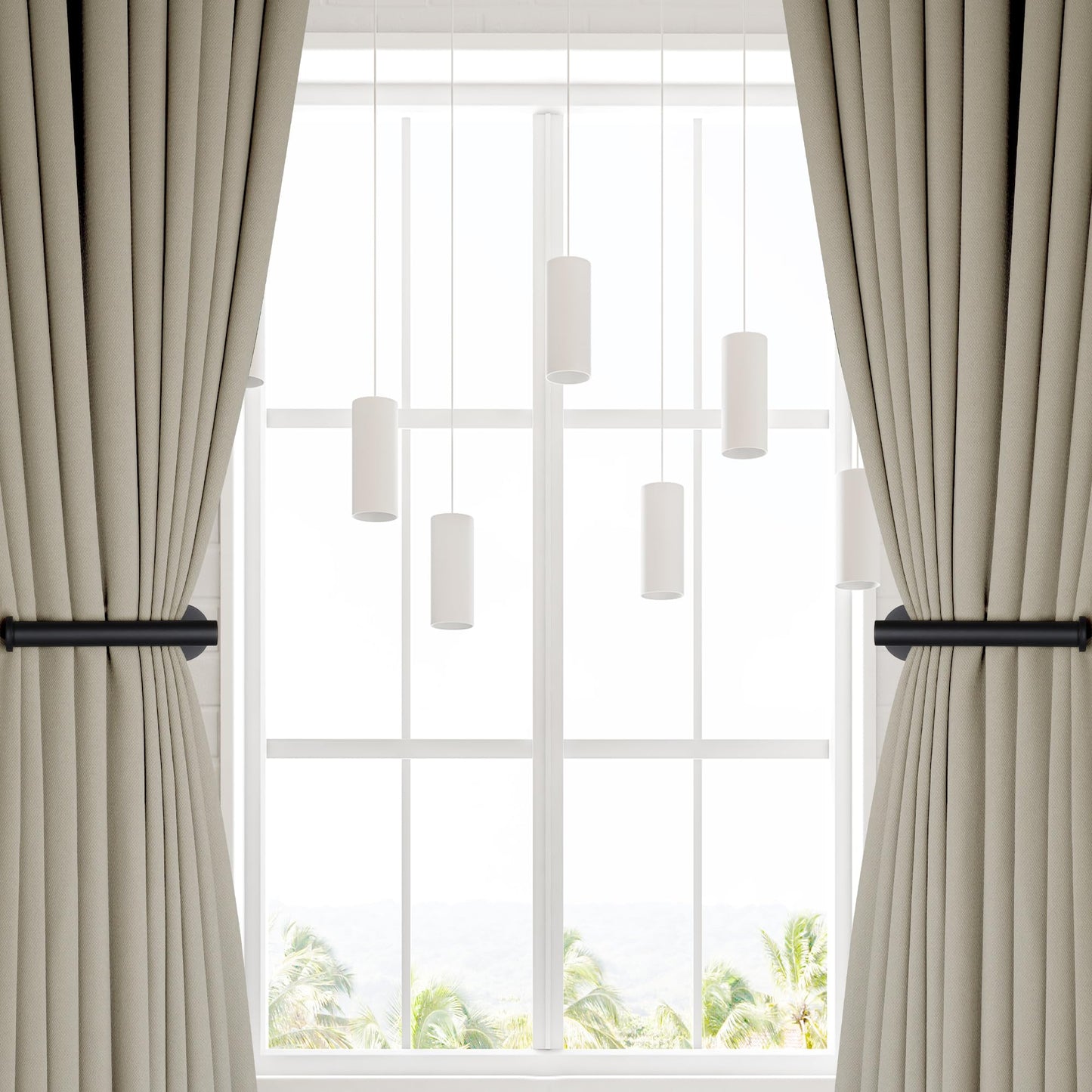 Yagoo 4 Pcs Adhesive Curtain Holdbacks，Screw-in Curtain Tie Backs Curtain Holders Tiebacks Curtain Hooks for Wall Mounted Curtain Pull Backs for Home Decor Drapes (4, Black)