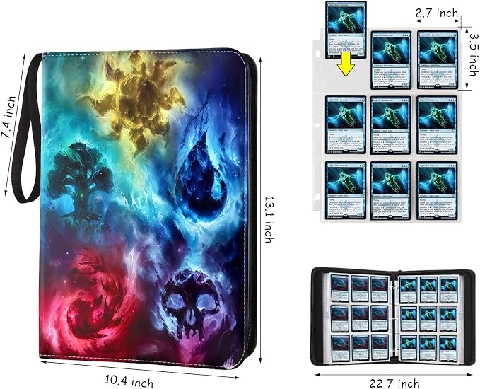 Trading Card Binder,9-Pocket Binder for Trading Cards Holds 720 Cards,Premium Collector Card Album for Standard Cards,Card Collection Folder for MTG,TCG,Yugioh,Game Cards (A-Colorful Patterns)