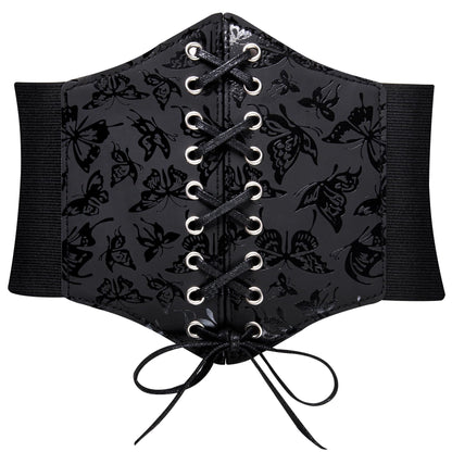 Barry.Wang Women’s Renaissance Corset Belt Lace-up Tied Waspie Wide Elastic Waist Belts for Women