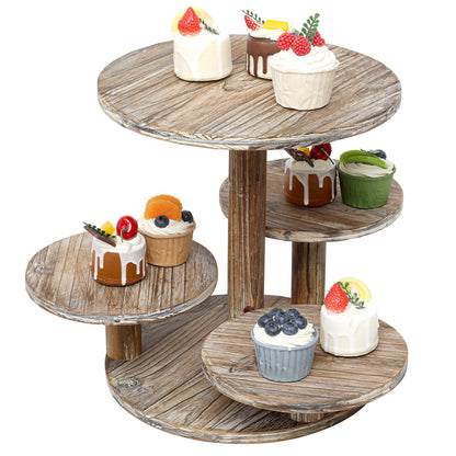 SwallowLiving 5 Tier Round Cupcake Tower Stand for 60 Cupcakes Wooden Cake Stands Farmhouse Tiered Tray Decor Cupcake Display for Birthday Graduation Baby Shower Tea Party and Wedding