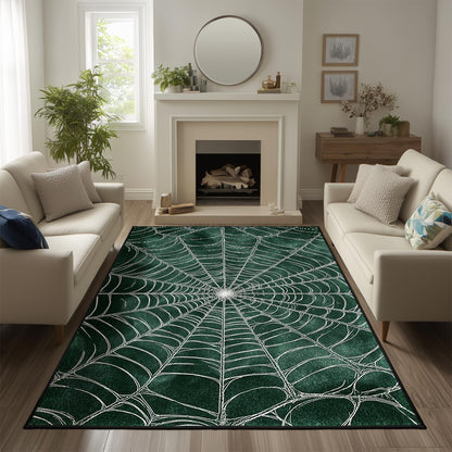 keepcute Spider Web Area Rug 5x7 ft Non-Slip Gothic Rug Spiderweb Floor Carpet Decor for Living Room Bedroom Living Room Study Carpet