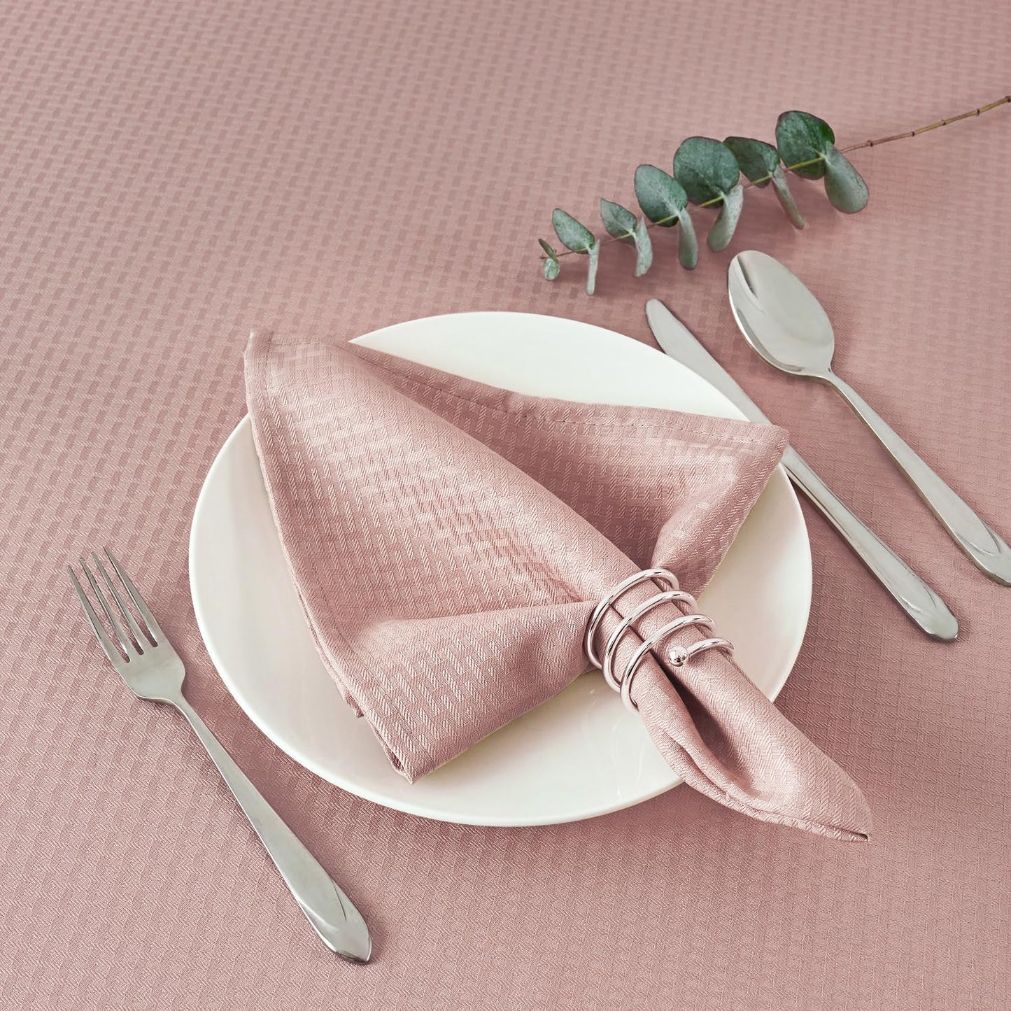 maxmill Cloth Napkins Weaved Texture Pattern Soft Comfortable and Luxury Serviette for Restaurant Family Dinners Weddings Parties and Banquets Set of 4 Pieces, 20 x 20 Inch Pale Blush