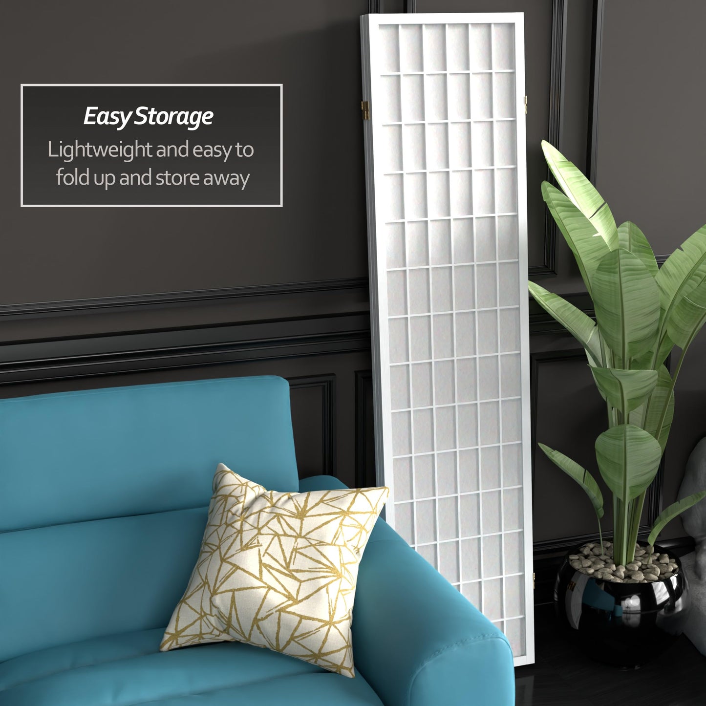 Red Lantern 6 ft. Tall Window Pane Shoji Screen - White - 3 Panels