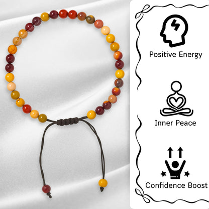 Amazing Gemstone Mookaite Anklet Ankle Bracelets for Women - Waterproof Beaded Healing Crystal Anklets, Plus Size Chakra Gemstone Bead Anklet (Stretchy Adjustable - Plain)