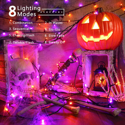 Brizled Halloween Lights, 262.46FT 800 LED Halloween Lights, Mini Purple Light 8 Modes Waterproof, Plug in Orange LED String Light for Outdoor Indoor Thanksgiving Party Decor (Orange & Purple)