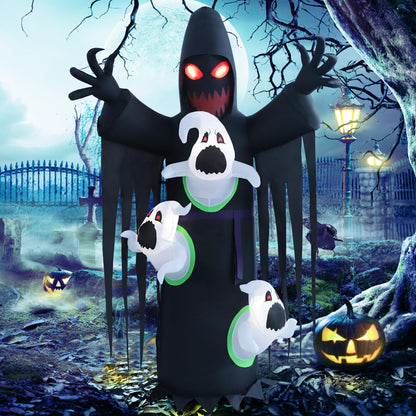 HZGDEJTG 8ft Harvester with Runaway Ghost on Chest Halloween Inflatable Outdoor Decoration, Yard Decorations with LED Lights for Outdoor Lawn, Garden, Home Holiday Party