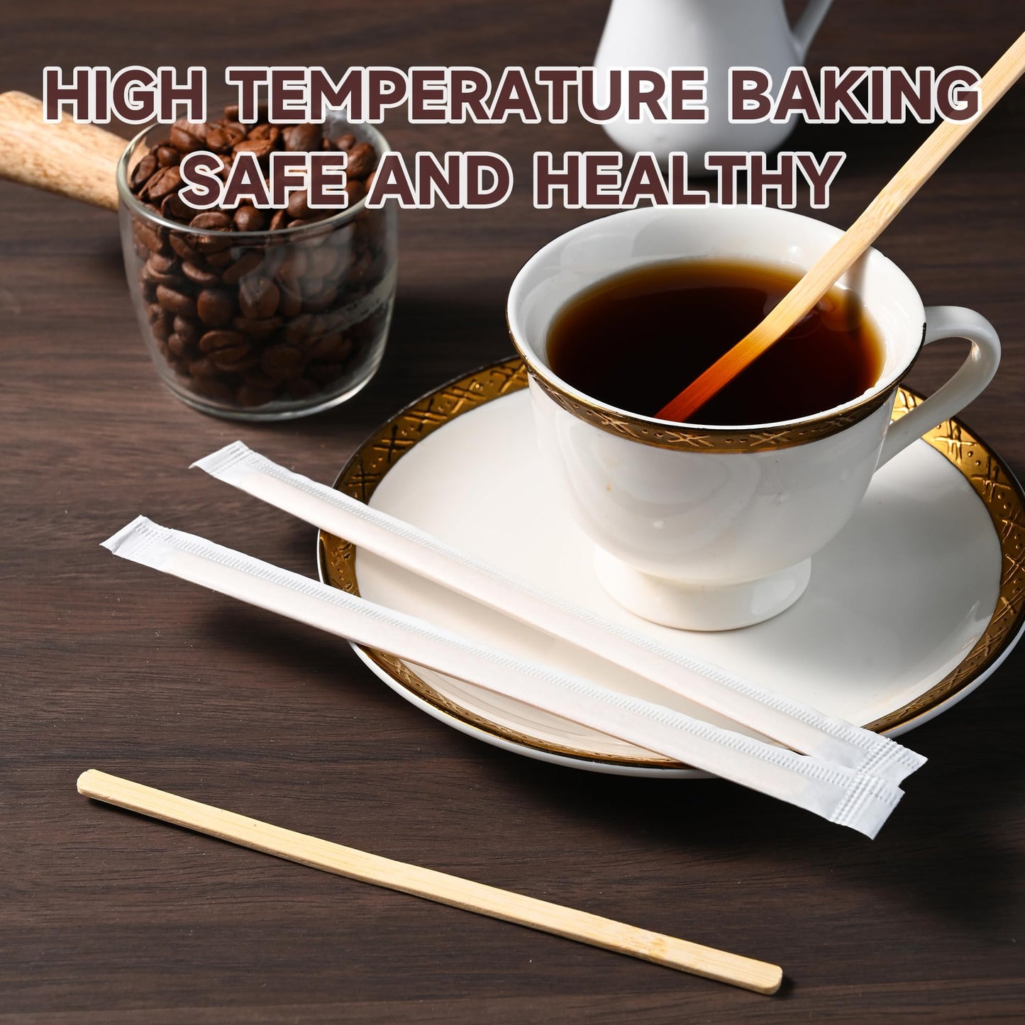 VIWIK Individually Wrapped Bamboo Stirrers, 500 Pack Natural Bamboo Coffee Stir Sticks (5.5 Inch), Disposable Drink Stirrers for Home, Office, Coffee Shop, Bar & Restaurant