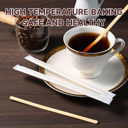 VIWIK Individually Wrapped Bamboo Stirrers, 500 Pack Natural Bamboo Coffee Stir Sticks (5.5 Inch), Disposable Drink Stirrers for Home, Office, Coffee Shop, Bar & Restaurant