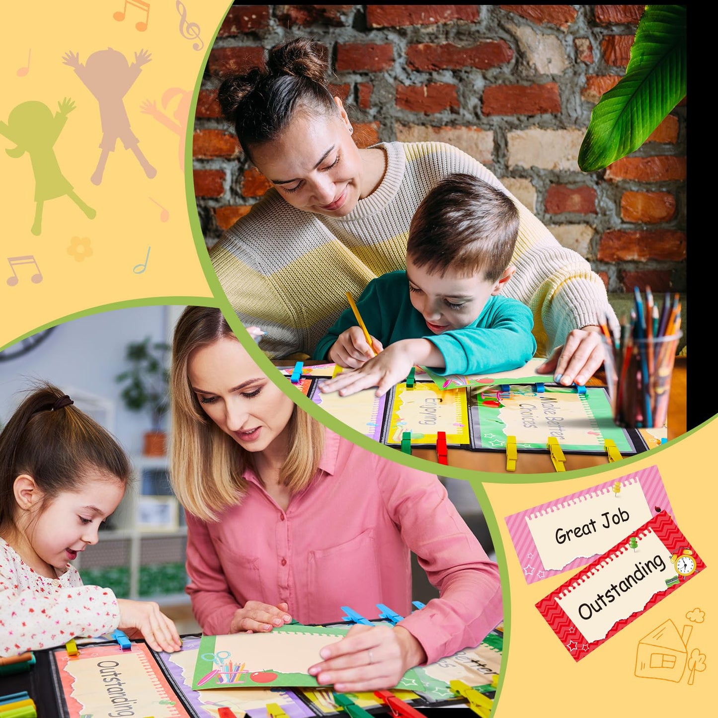 2 Sets Student Behavior Clip Chart for Classroom Management Track Reward Incentive Behavior Pocket Chart Bulletin Board Teacher Supplies Good for School Kindergarten