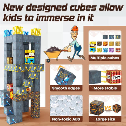 Magnetic Blocks-Build Mine Magnet World Sword Edition Mine Sword Caverns Magnet Building Craft Toddler Toys for Boys & Girls Age 3-4 4-5 6-8, Sensory Montessori Toys for Kids for 3+