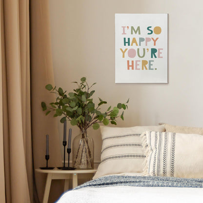 XINCEYWJ Boho Classroom Wall Decor, I'm So Happy You‘re Here Canvas Art Prints Framed, Teacher Gift, Welcome Sign, Classroom Welcome Inspirational Wall Art for Kids school Counseling Office, 11x14 In