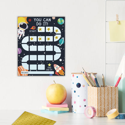 10 Reward Chart with 206 Golden Star Stickers-Outer Space Theme- Chore Chart, Incentive Chart,Positive Behavior Reward Chart for Kids,Toddler Homework Assignments, Attendance(8"X10")-A01