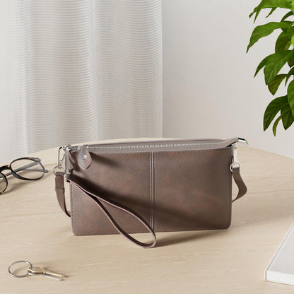 befen Vintage Brown Crazy Horse Leather Wristlet Clutch Wallet Purse Small Crossbody Bag for Women with RFID Card Slots (Mocha)