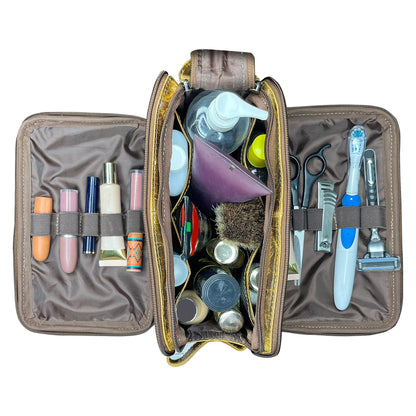 RUSTIC TOWN Leather Toiletry Bag - Men Shaving Ditty Kit - Women Cosmetic Bag Makeup Organizer for Travel Size Toiletries
