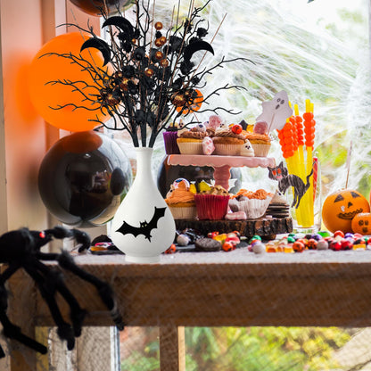4PCS Halloween Tree Picks Decorative, Black Branches with Glittery Spider,4-Piece Set, Black Branches and Purple Spooky Branch Sprays, Indoor Halloween Decor for Table Centerpieces, Vase Bouquet