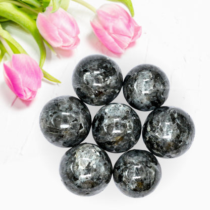 Amazing Gemstone Larvikite Crystal Ball - 1" Inches Crystal Sphere Meditation Balls for Witchcraft and Decorative Balls - Crystals and Healing Stones Beginners Gift (Pack of 1)