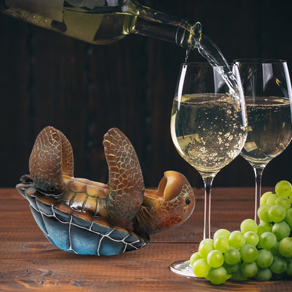 AMAJY Resin Sea Turtle Wine Bottle Holder Coastal Beach Theme Display Rack