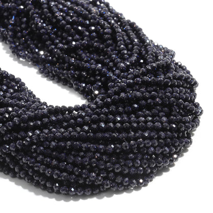 Song Xi 90pcs 4mm Natural Blue Sandstone Gemstone Beads Faceted Round Loose Stone Beads for Jewelry Making