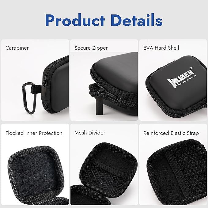 WUBEN G5 Flashlight Holster, EDC Mini Flashlight Pouch 75 * 75 * 30mm, Portable Storage Carry Case with Carabiner Clip for Outdoor Camping Hiking (Flashlight Not Included) | EVA Storage Pouch, Compact Portable Carry Case for EDC Tools, Headphones & Sma...