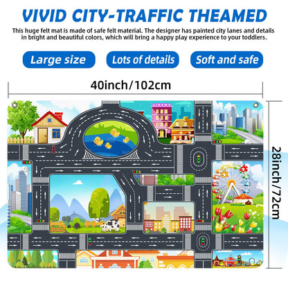 200 PCS Felt Board Story Set for Toddlers with Storage Bag City Car Traffic Themed 40 X 28 inch Teaching Wall Flannel Board Kit for Preschool Activity Early Learning Interactive Storytelling(Darkgrey)