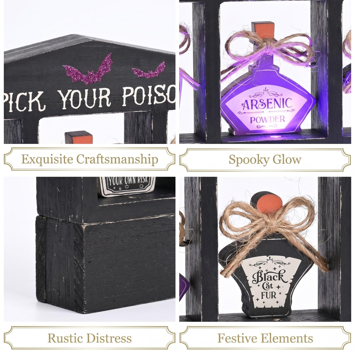 Valery Madelyn Halloween Decorations Indoor with Purple LED Lights, Lighted Spooky Halloween Decor Pick Your Poison Tabletop Sign, Witch Decorations for Home Party Office, 8 Inch