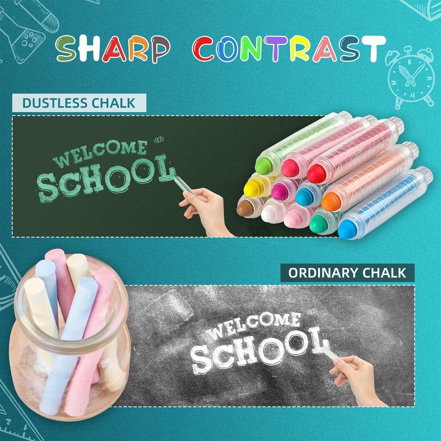 48 Pcs Dustless Chalk Colored twistable Chalk for Blackboard Doodling, Drawing, Writing, Colour Mixture