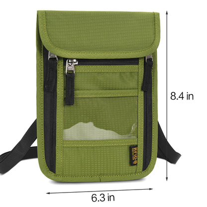 Neck Wallet Lightweight RFID Blocking Waterproof Travel Pouch Passport Wallets for Women Men （B-Green）