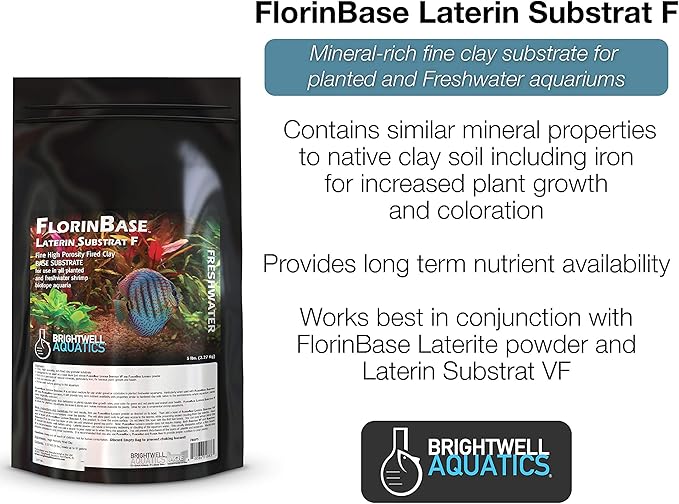 Brightwell Aquatics FlorinBase Laterin Substrat F - Fine Granular High Porosity Clay Base Substrate for Planted and Freshwater Shrimp Aquaria, 5 lbs