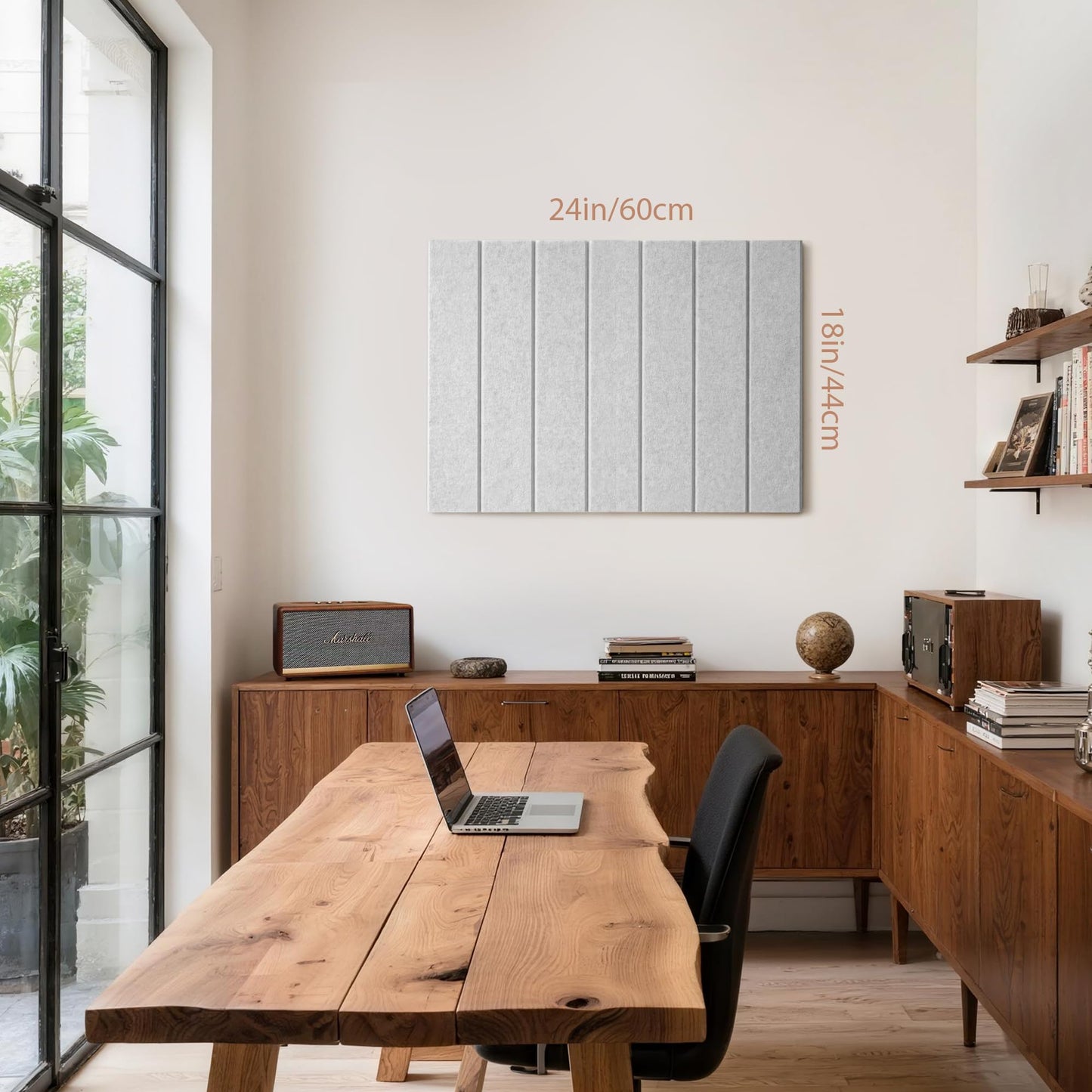 Lightomorrow Bulletin Board, 24 x 18 inches Felt Board Decorative Pin Board, 4' x 3' Cork Board Alternative for Wall, Foldable Photo Board with 20 Pushpins - Light Gray Stripes