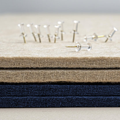 Lightomorrow Bulletin Board, 24 x 18 inches Felt Board Decorative Pin Board, Cork Board Alternative for Wall, Foldable Photo Board Self-Adhesive Vision Board with 20 Pushpins - Dark Blue