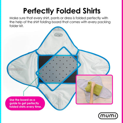 MUMI Travel Garment Bag Folder – 14.5" x 10.5" Foldable Clothes Organizer for Luggage | Anti-Wrinkle Suit & Shirt Case for Men & Women | Carry-On Garment Bag for Travel, Flights & Packing (Blue)